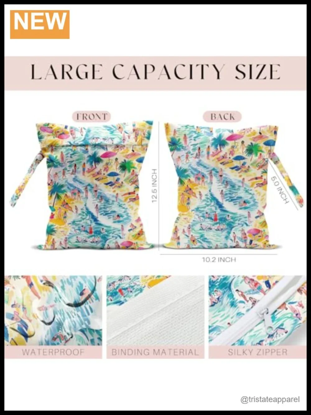 Waterproof Wet Dry Bag Machine Washable Reusable Swim Diaper Bag